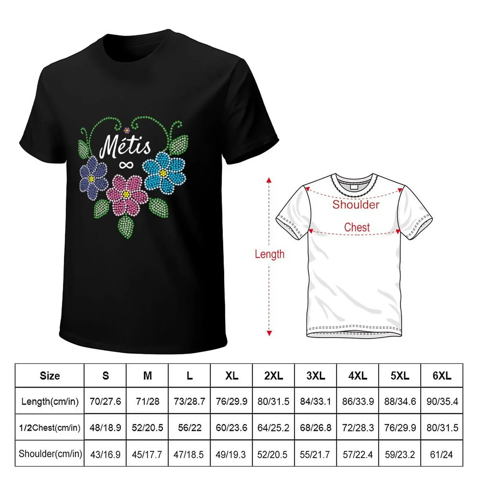 Metis beaded flowers T-Shirt hippie clothes cotton graphic tees oversized graphic tee vintage graphic tee t shirts for men pack