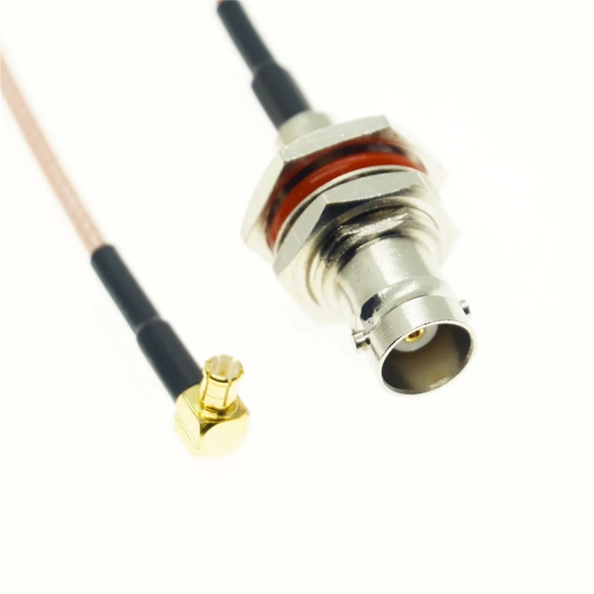 

RG316 Cable BNC FEMale Bulkhead Panel Nut to MCX Male Plug Right Angle Connector RF Coaxial Pigtail Jumper Adapter