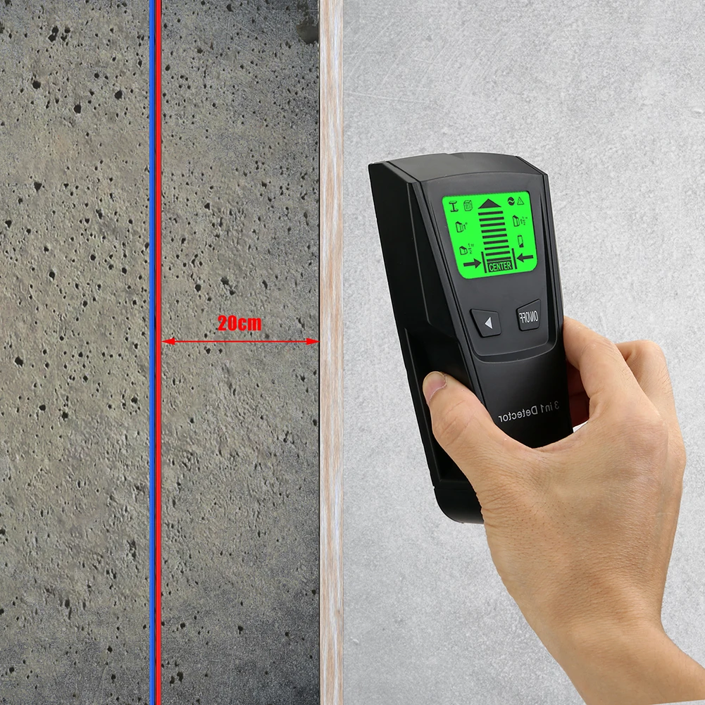 مستشعر مكتشف مسمار حائط LCD ، ماسح حائط ، كاشف إلكتروني ، مركز الحافة ، خشب ، معدن التيار ، تيار متناوب ، كشف الأسلاك الحية ، 3 في 1