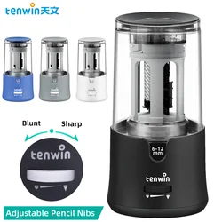 Tenwin Automatic Electric Pencil Sharpener For Colored Pen Mechanical Sharpen Supplies Office School Stationery Free Ship