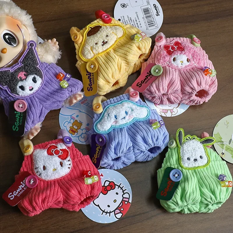 Labubu ตุ๊กตาเสื้อผ้าน่ารัก Overalls Sanrio Kuromi Cinnamoroll เสื้อผ้าผ้าฝ้ายเสื้อผ้าตุ๊กตาเหมาะสําหรับ 17 ซม.ตุ๊กตาเด็กของขวัญ