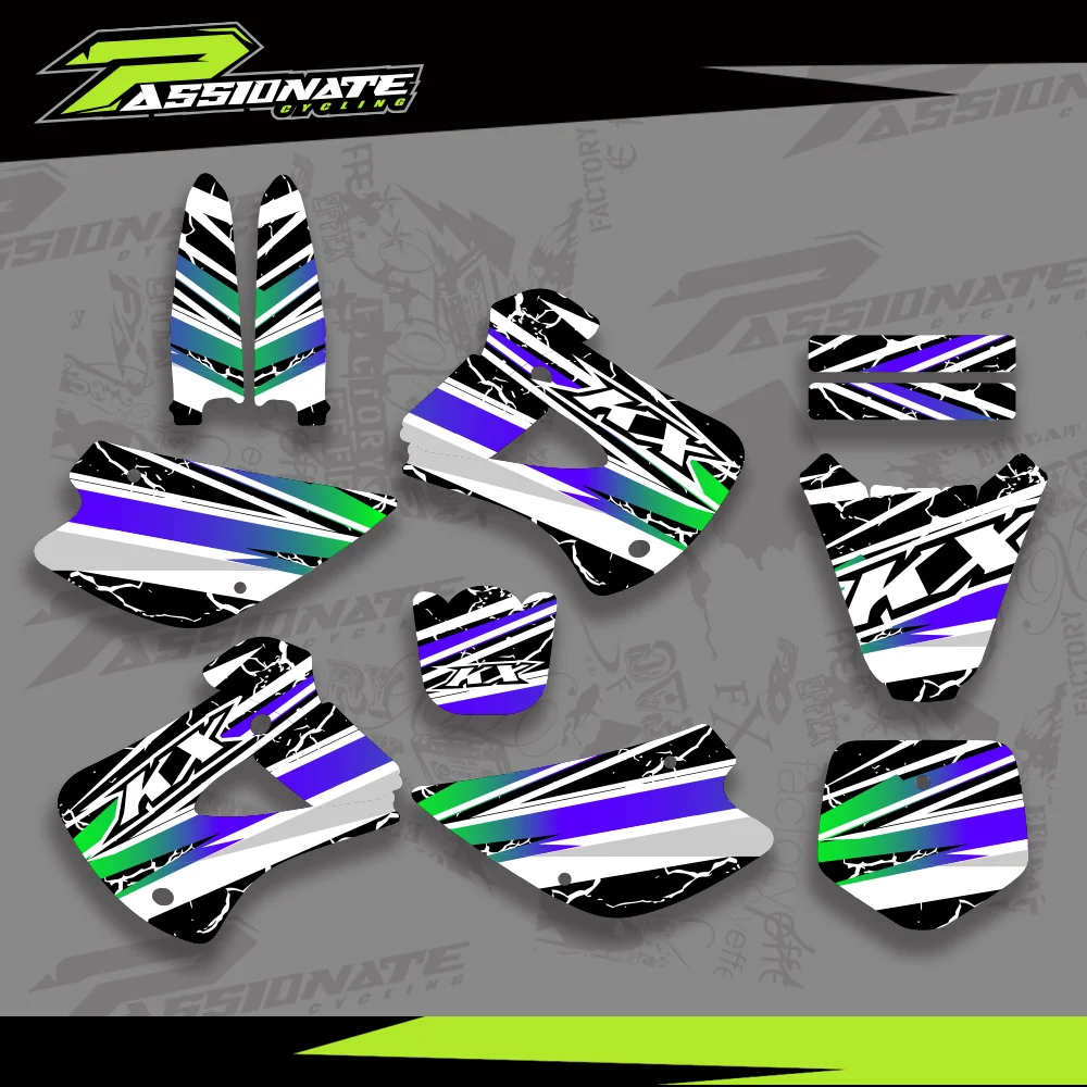 

For Kawasaki KX85 KX100 KX 85 100 1998-2013 Motocross Full Graphics Background Decal Sticker Kit 2012 2011 2010 2009