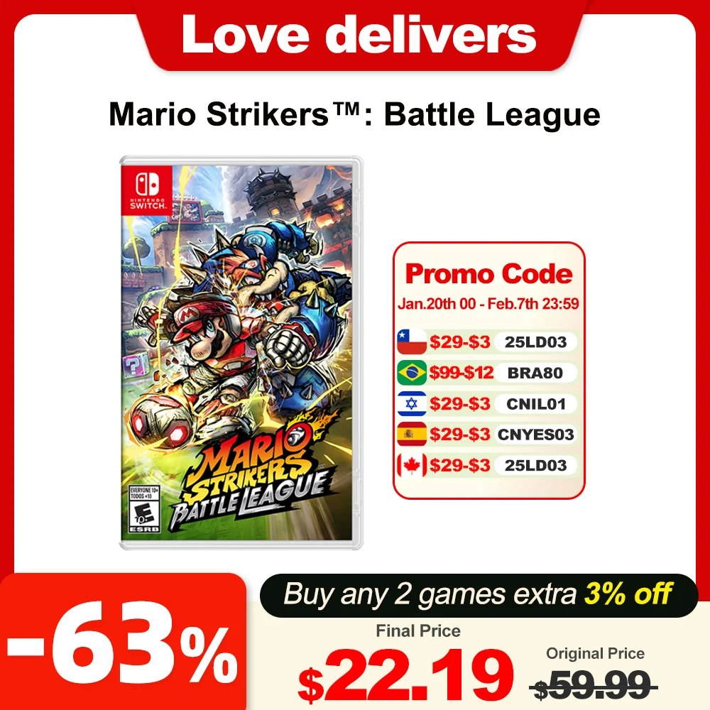 Mario Strikers Battle League Nintendo Switch Game Deals 100% Official Physical Game Card for Switch OLED Lite Game Console