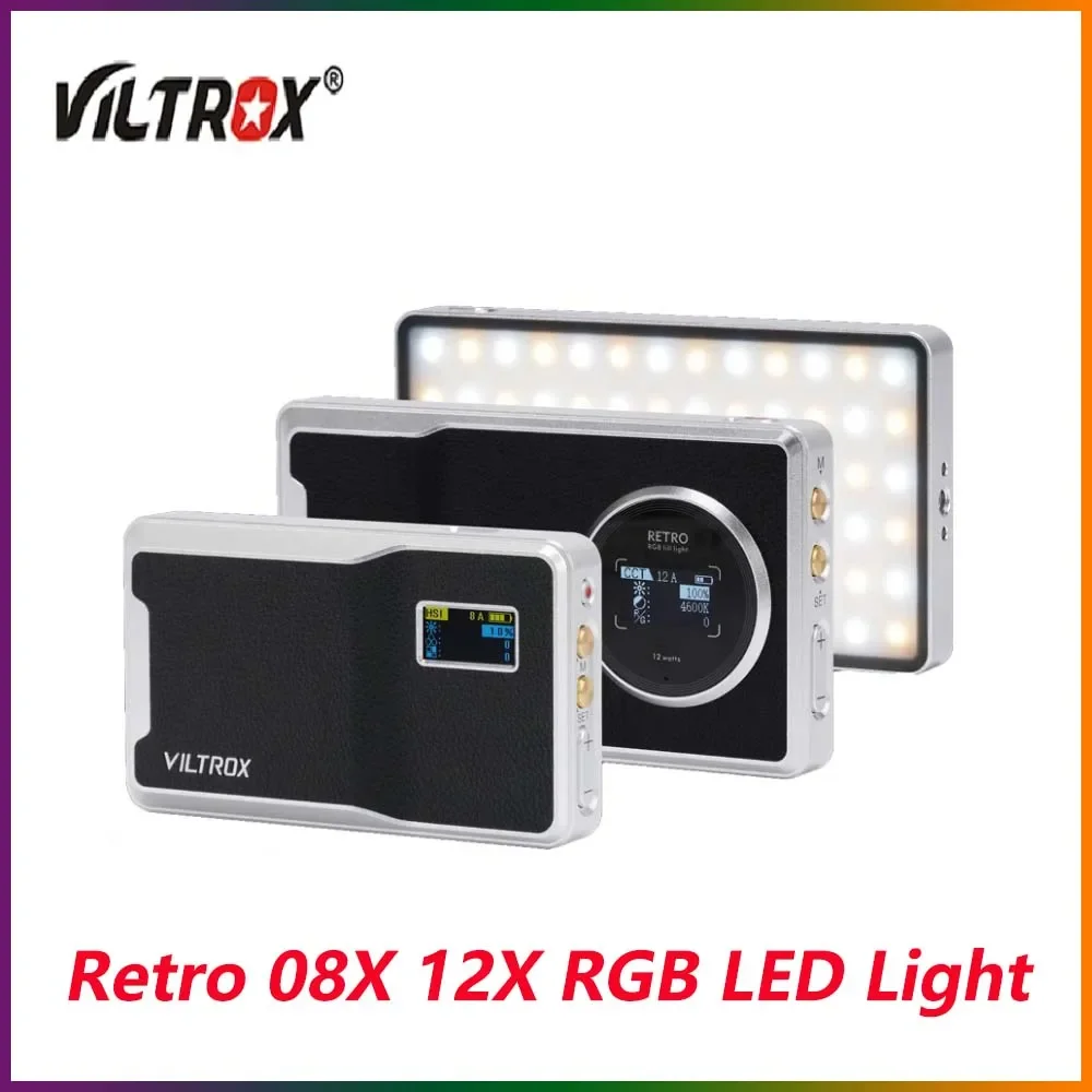 

Viltrox Retro 08X Portable Light RGB LED Handheld Video Selfie Photo Fill Soft Lamp Lights APP Control 2500K-8500K