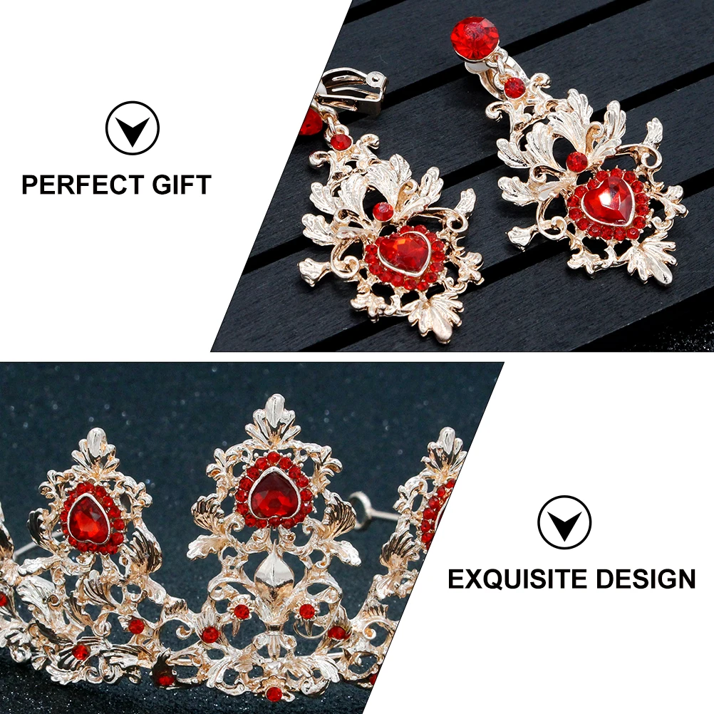 

1 Set Elegant Crystal Crown Earrings Stylish Jewelry Wedding Dress Accessories Bridal Headpiece Kit
