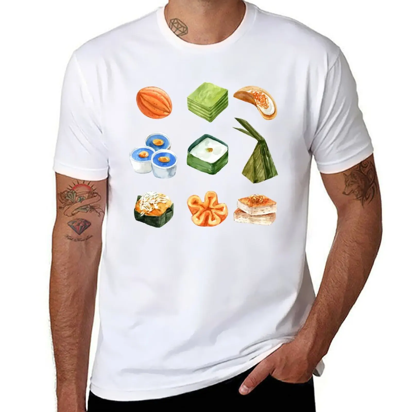 Khanom Set Asian of Desserts T-Shirt Summer Casual Loose T-Shirt