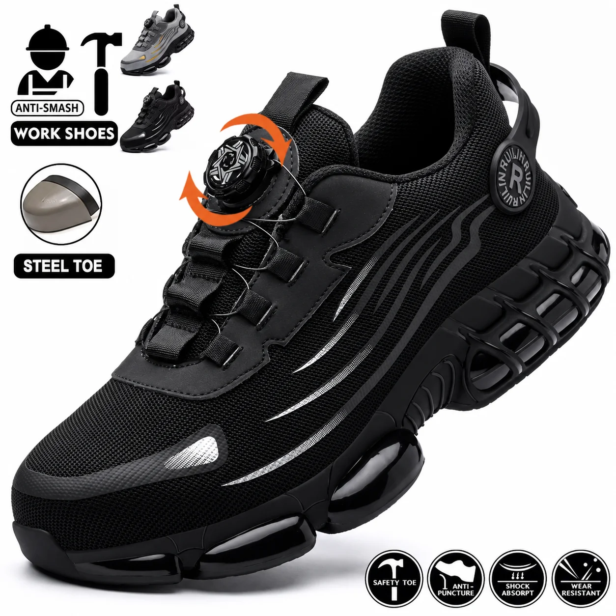 Safety Shoes for Men Women Unisex Steel Toe Work Boots Puncture Proof Lightweight for Construction Warehouse Outdoor Hiking