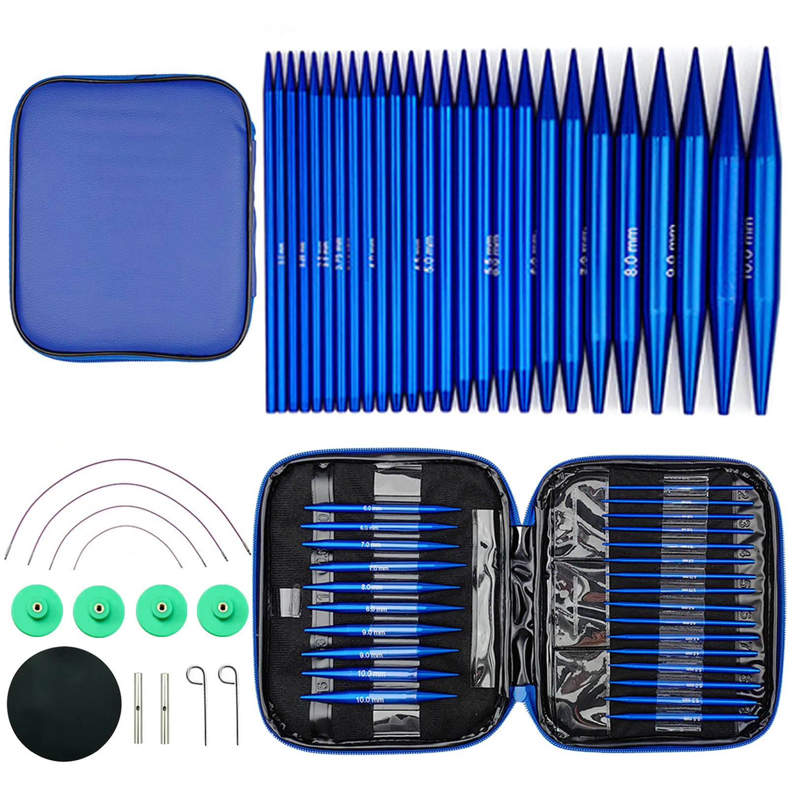 

26 Pieces Interchangeable Circular Knitting Needles Set 3mm-10mm Knitting Needles with 4 Swivel Cables for DIY Knitting Lovers