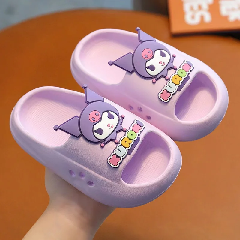 Lovely Sanrioed Children Slippers Anime Hello Kitty Cinnamoroll Platform Non-Slip Home Comfortable Kawaii Outdoor Beach Sandals