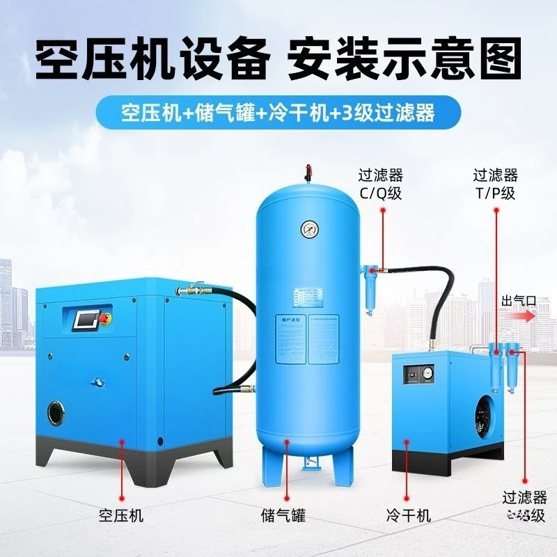 Permanent magnet variable frequency screw air compressor 7.5KW/15/22/37 kW air pump industrial grade