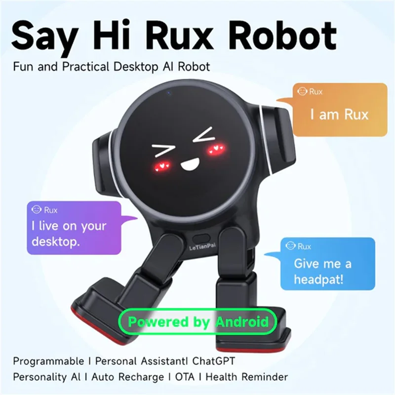 Rux Robot Smart Desktop Toy Letianpai AI ChatGPT Artificial Intelligence Bluetooth WiFi Touch Screen Robot Support for Mi Home