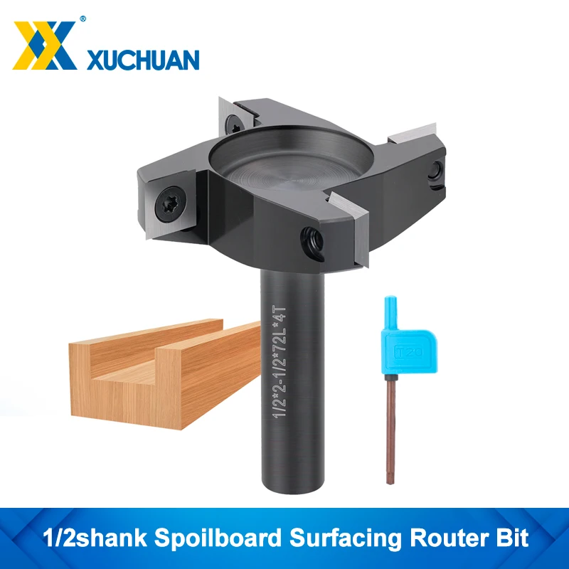 

XUCHUAN Milling Cutter 1/2 Shank CNC Spoilboard Surfacing Router Bit 2-1/2 Cutting Diameter Insert Carbide Wood Planer Bit