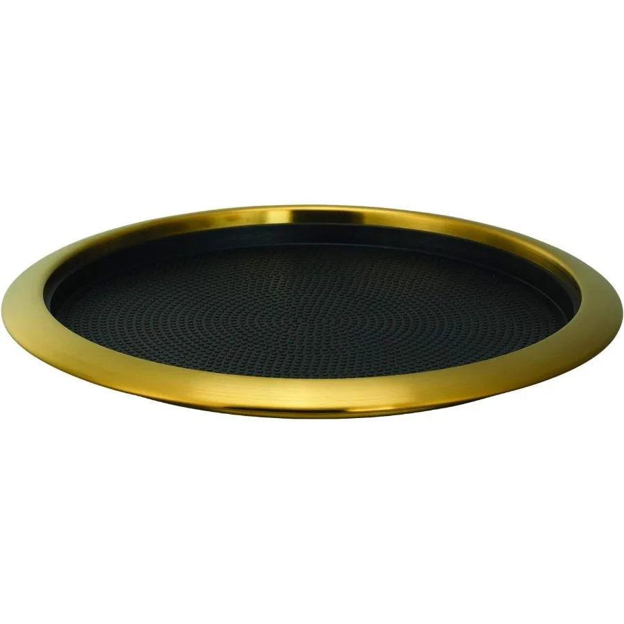 

Tray with Removable Insert, 12" Round, Stainless Steel, Vintage Gold