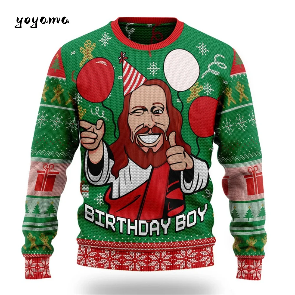 Ugly Christmas Sweatshirt For Men Women Funny Cartoon Santa Claus Graphic Crewneck Sweatshirt Tops New Year Holiday Pullovers