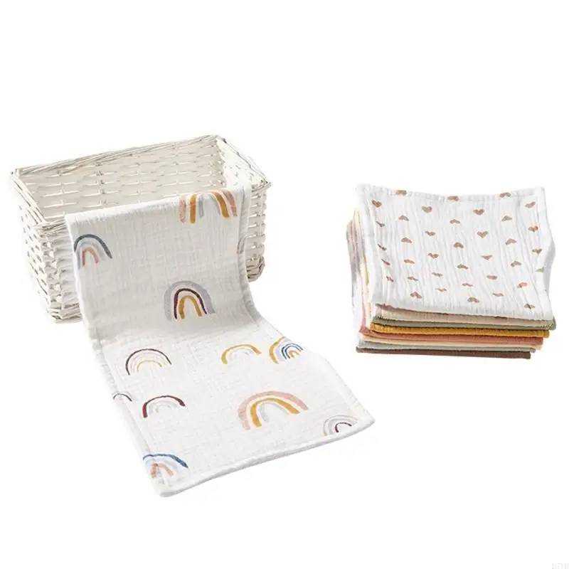 

D7YD Feeding Bibs 6-Layers Burp Cloths for Infants, Rectangle Burping Towel Soft & Breathable Cotton Baby Bibs Shower Gift