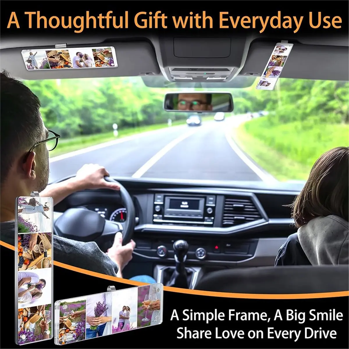 6 Pack Photo Strip Magnetic Car Visor Photo Holder Acrylic Frame for Memories