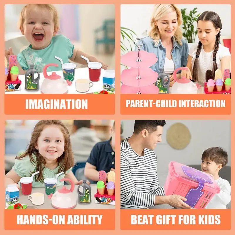 Accesorios de cocina de juguete para niños, juego de actividades de aprendizaje preescolar, juego interactivo de aprendizaje, juguetes de cocina, juego de comida de imitación