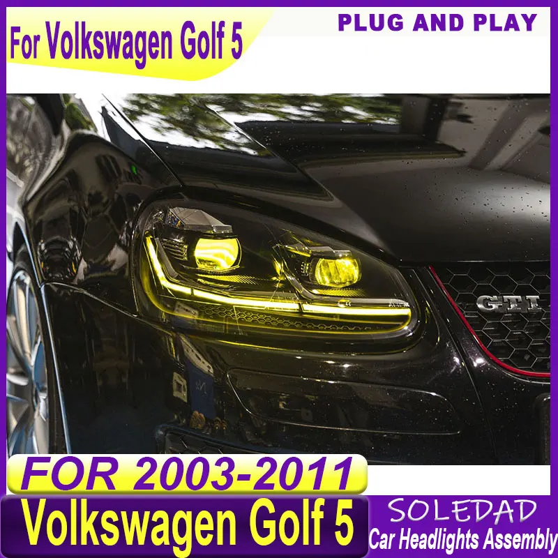 Car LED Headlights For VW Golf 5 2003 2004 2005 2006 2007 2008 2009 2010 2011 HeadlampsTurn Signal DRL Head Lamp Assembly