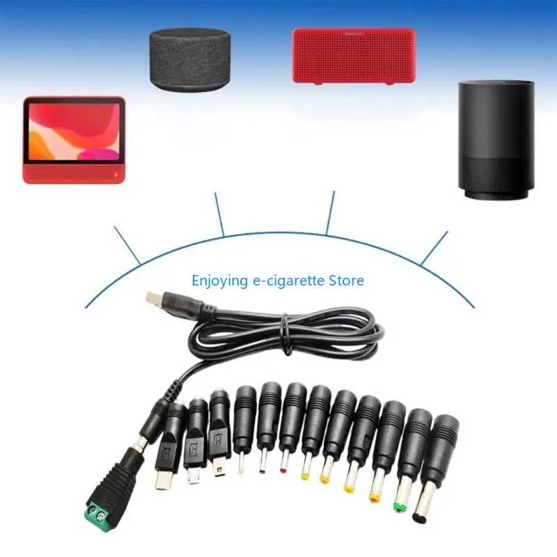 USB-Ladekabel auf 5,5 x 2,1 mm Stecker, 13 Anschlüsse, Adapter für Lautsprecher, LED-Leuchten, Y4QF – Detail 9