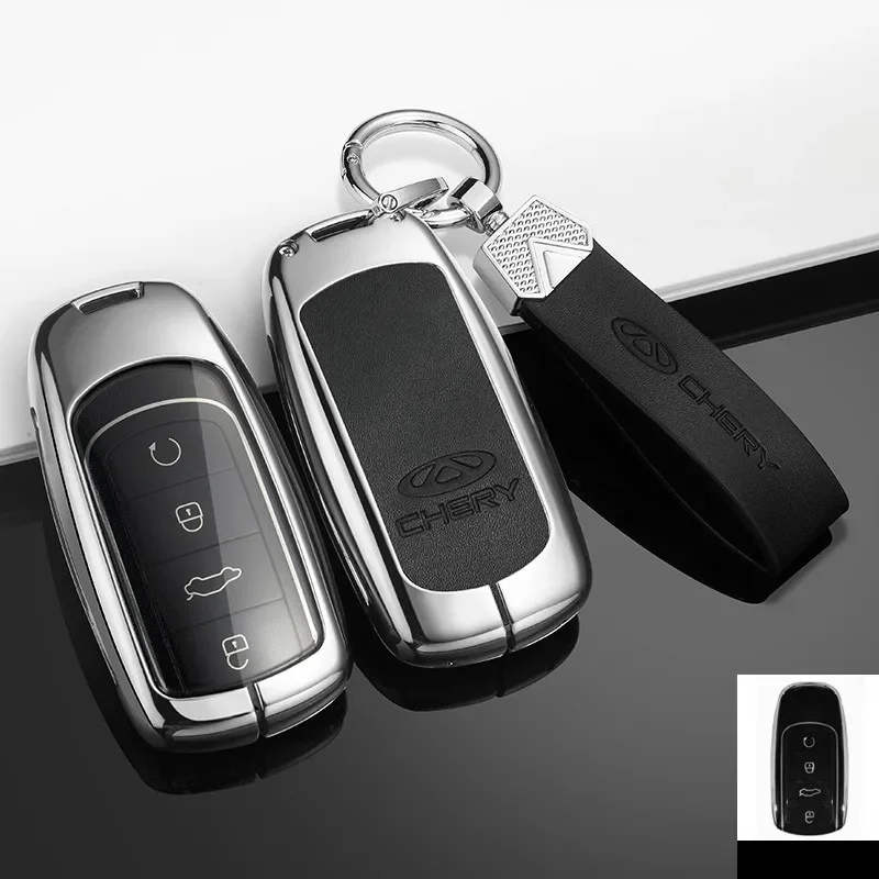 

For Chery Tiggo 7 Tiggo 8 Pro 8 PLUSLeather Zinc Alloy Remote Car Key Case Full Cover Arrizo 5 Protective Shell Car Accessories