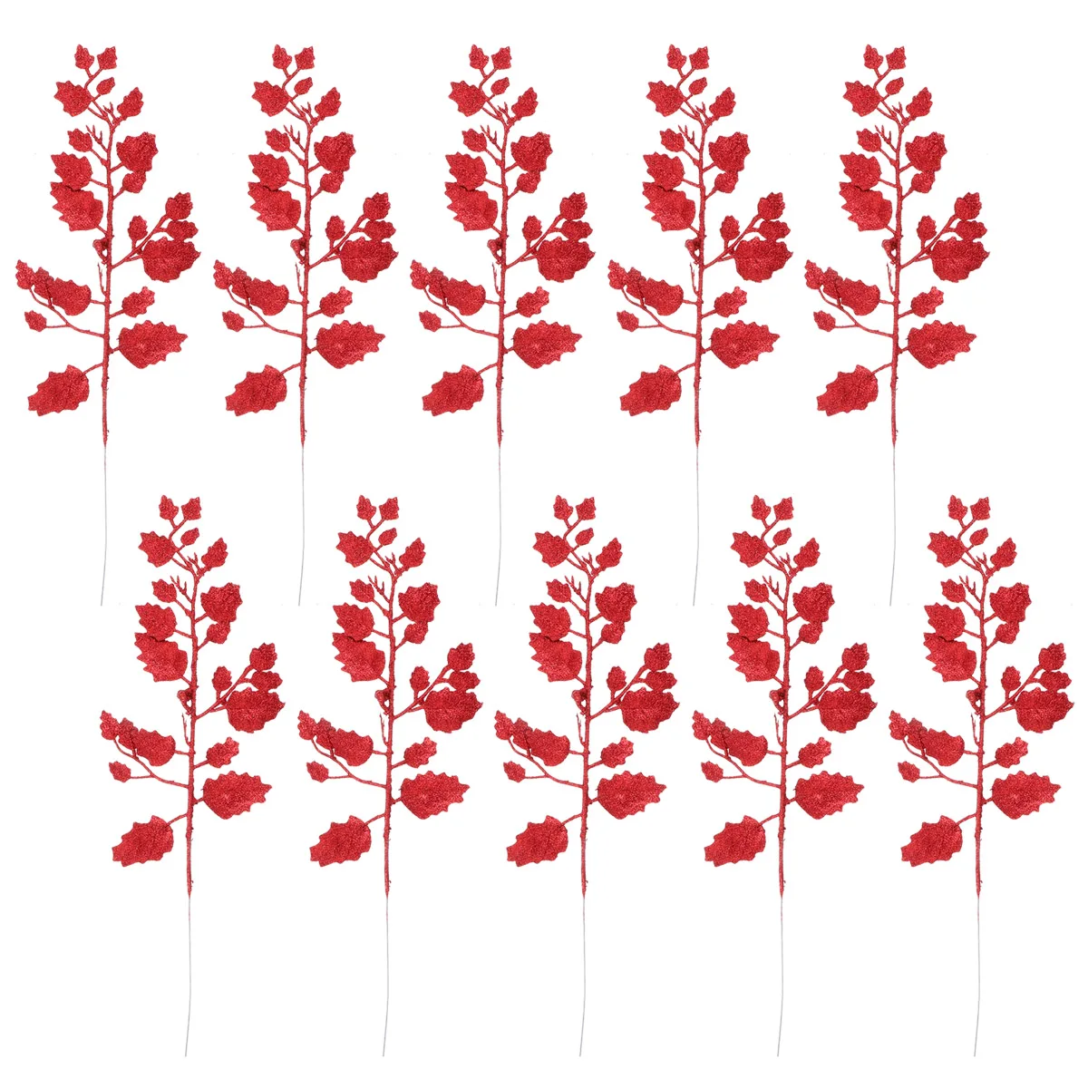 

10 Pcs Decorate Simulated Leaves Decoration Christmas Glitter Pe Artificial for Tree Red