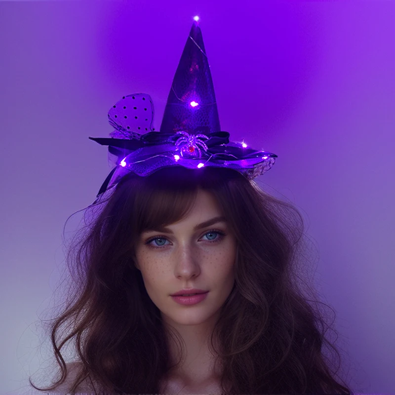 Forniture di accessori per Cosplay di Halloween cappello di ragno Horror ragazze donne Head Decor copricapo fascia per capelli a LED per Halloween Rave Night