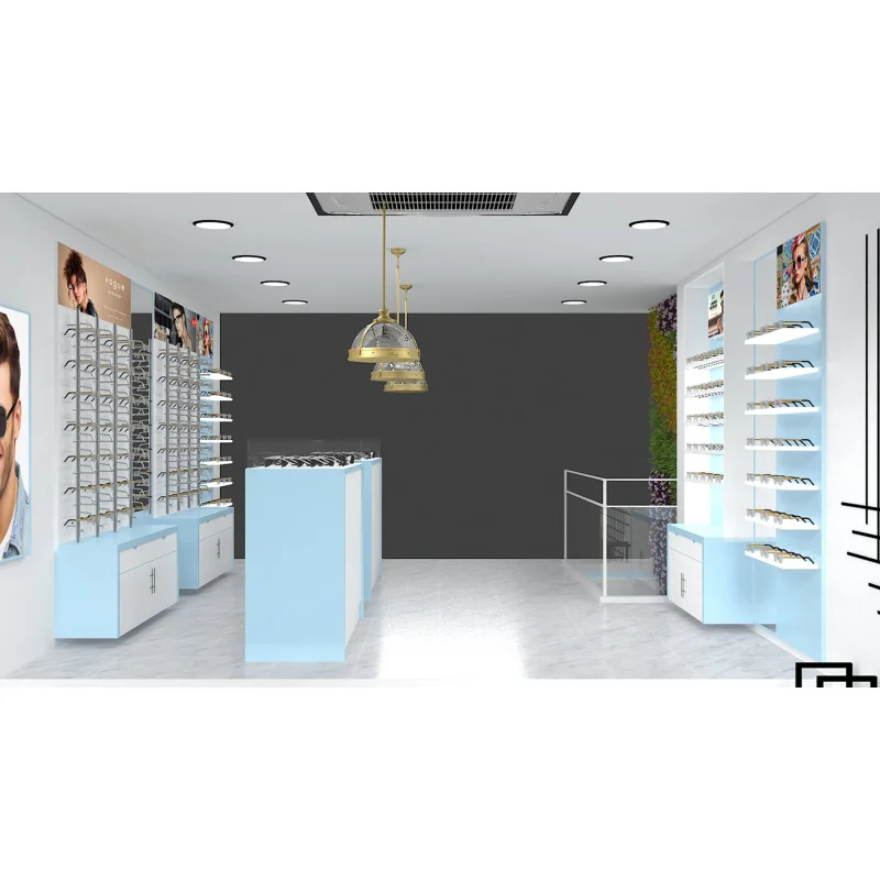 custom.Hot Sale Customized Wood Eyewear Store Fixtures Display Cabinet Interior Design Showcase Optical Shop on Sale