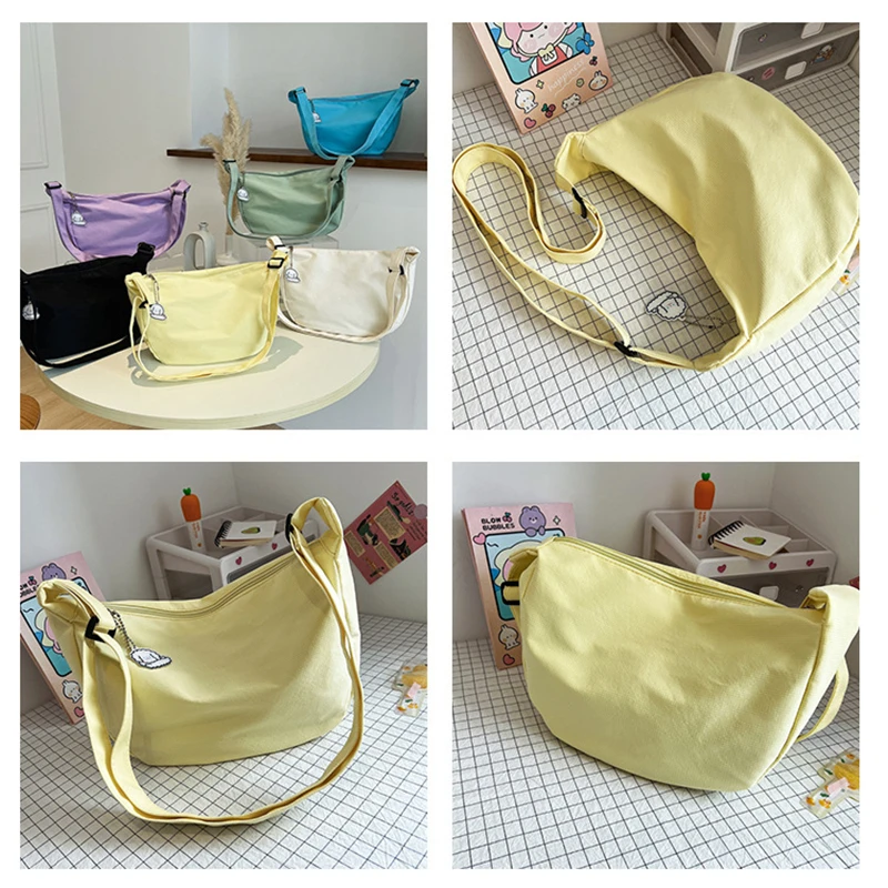 New Women Shoulder Bags Solid All-match Simple Fashion Canvas Tote Bag Handbags Large Capacity Colorful Crossbody Bags for Women