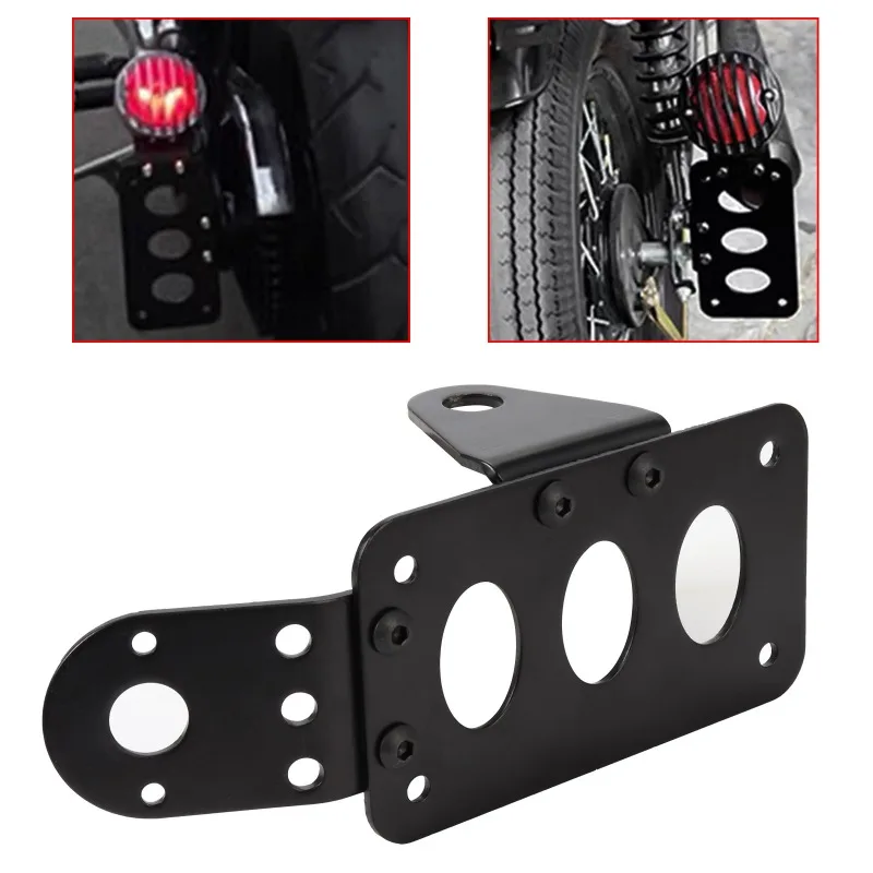 

Motorcycle Side Mount Tail Light w/ License Number Plate Bracket For Harley Sportsters Bobber Chopper Rear Stop Light