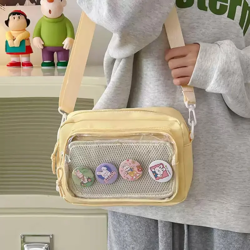 New Cute Mini Ita Shoulder Bag Sweet Girls Transparent Comic Bag Phone Small Crossbody Bag DIY Display Doll Badge Handbag Purses view 2