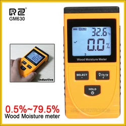 Medidor de humedad de madera inductivo RZ EMT01, higrómetro, probador de temperatura ambiental eléctrico Digital, herramienta de medición GM630