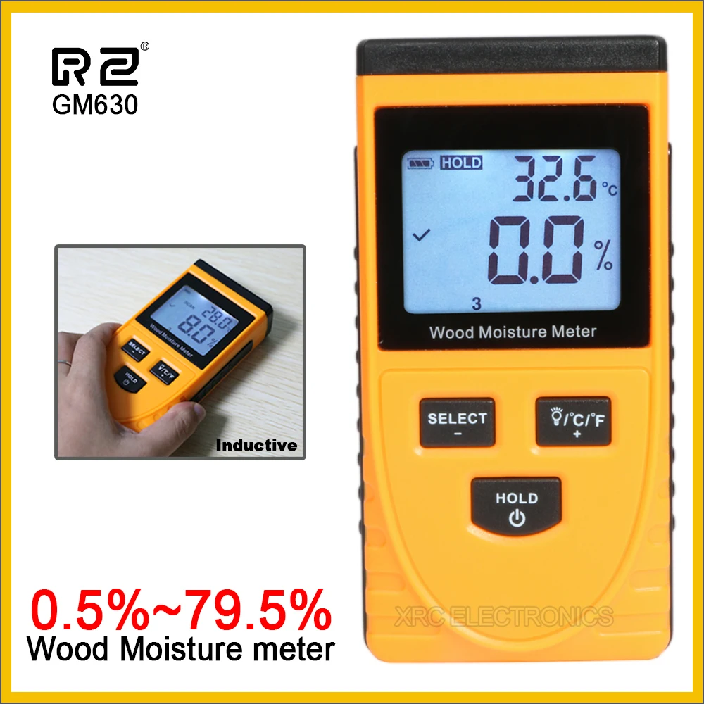 RZ EMT01 Inductive Wood Moisture Meter Hygrometer Digital Electrical Ambient Temperature Tester Measuring tool GM630