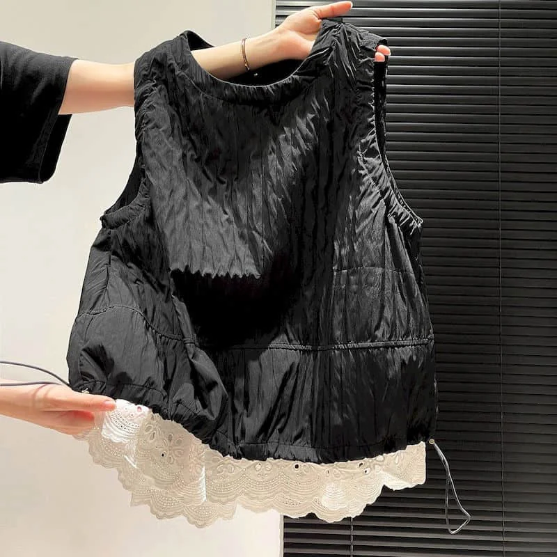 Vest for Women O-neck Casual Japanese Style Loose Sleeveless Patchwork Design Tops Spring and Autumn Waistcoat Women Clothing
