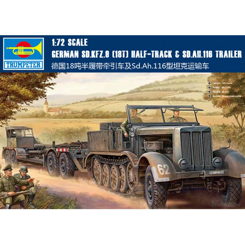 Trumpeter 07275 1/72 Sd.Kfz.9 18ton German Half-Track Sd.Ah.116 Transporter Car