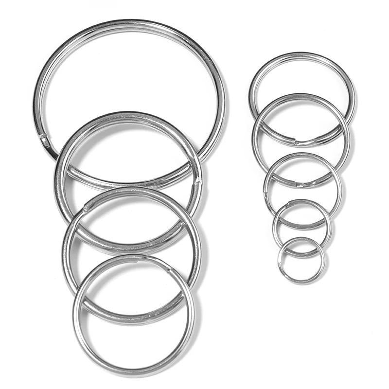 5-50pcs/lot Stainless Steel Key Rings Round Flat Line Split Rings Jump Rings Key Chain Connectors For Jewelry Making