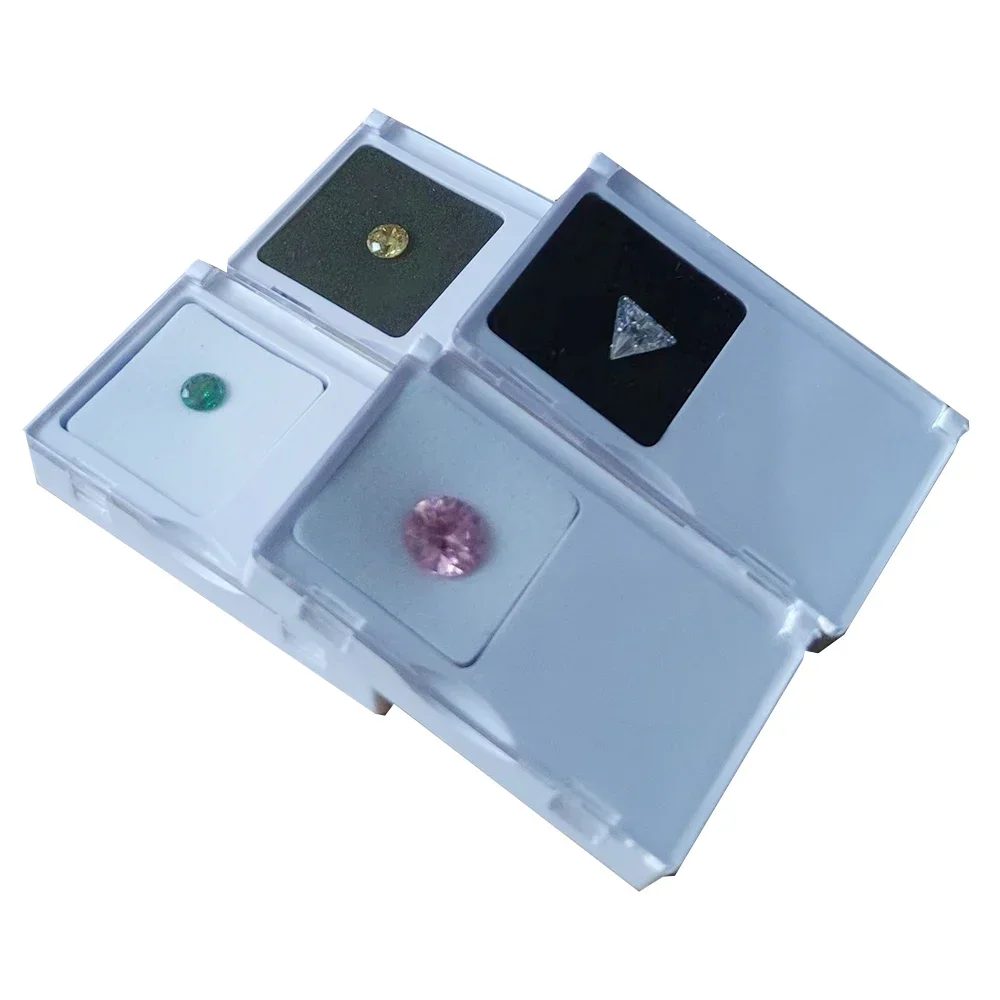 White Gems Jewelry Storage Box Small Diamond Display Clamshell Case 4Pcs Gemstone Zircon Organizer Packaging Gift Boxes