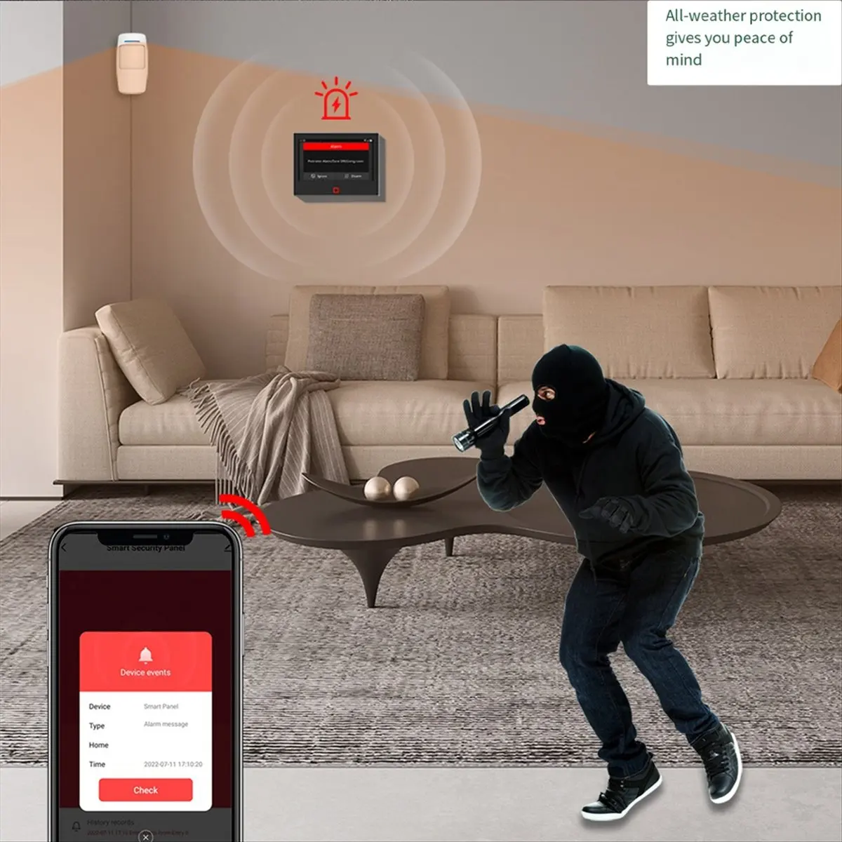 Tuya Smart Home Alarms System Wireless WiFi 4G 7 Inch Panel for Home Burglar Security Protection Alarms EU Plug