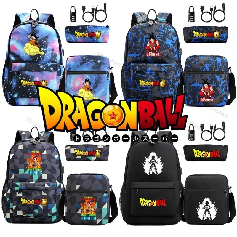 Рюкзак Hitto Dragon Ball с замком An-ti и школьной сумкой USB, новые Mochilas Para Mujer, аниме-фигурки, канцелярские принадлежности для учебы, сумки для книг