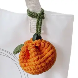 Orange Coin Purse Knitted Bag Cute Drawstring Orange-Shaped Crochet Purse Cute Wallet Crochet Tangerine Bag Coin Chargers For