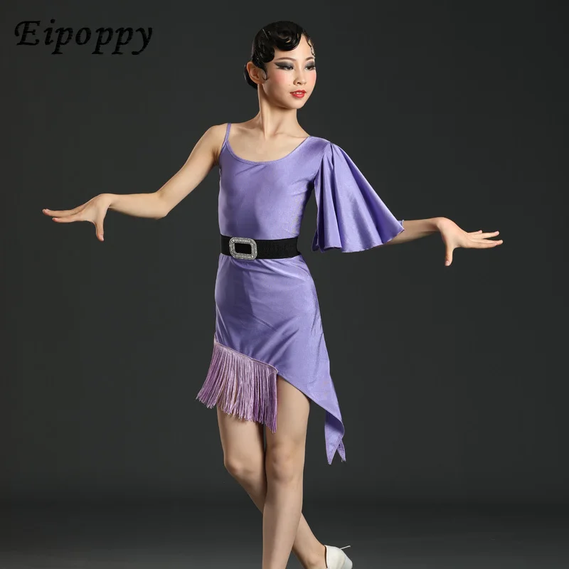 子供のラタンダンスパフォーマンスコスチューム、女の子のラタンダンスレーシングスーツ、夏