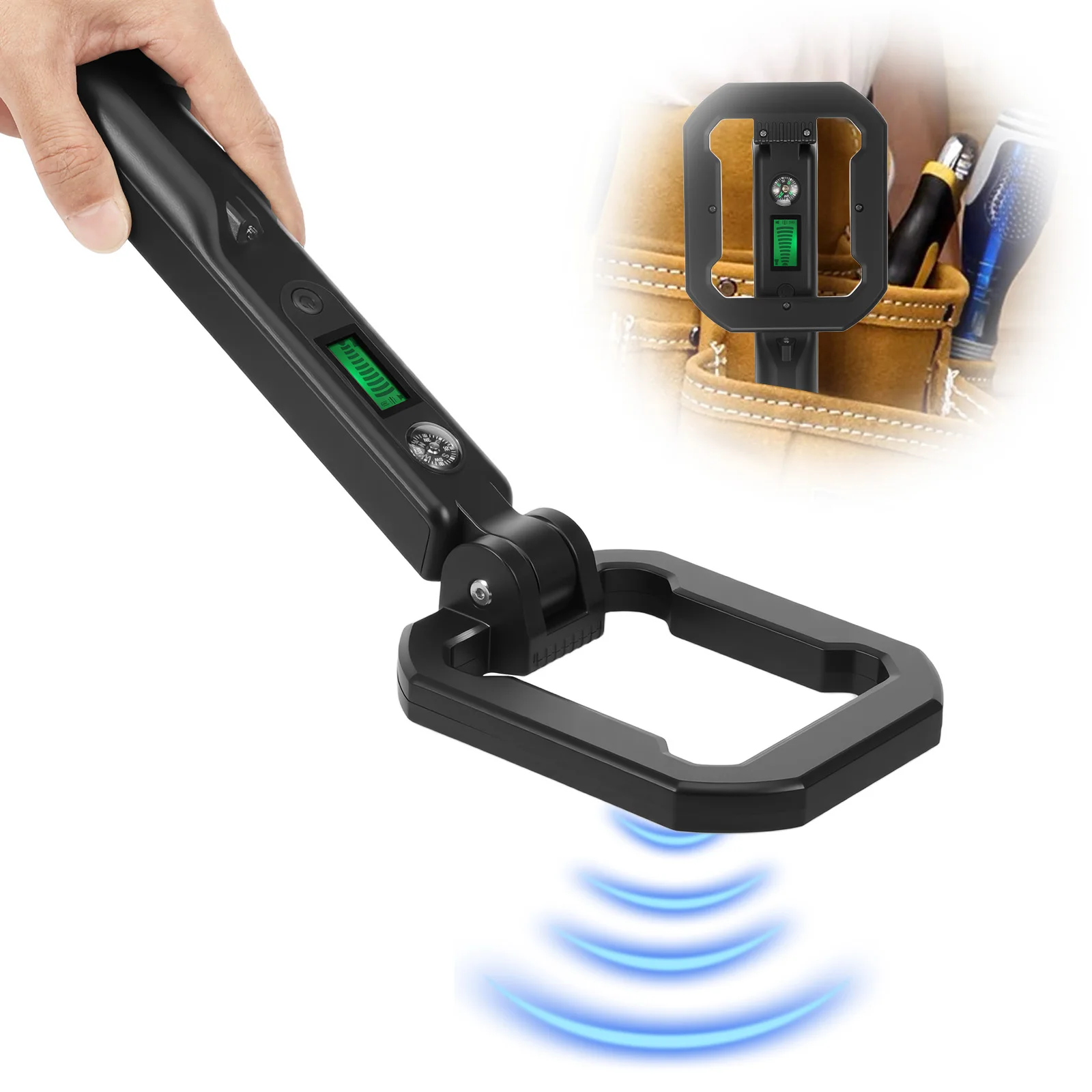 Metal Detector Pinpointer High Sensitivity 360° Full Range Detection Foldable Handheld Metal Detector Sound Vibration Alarm
