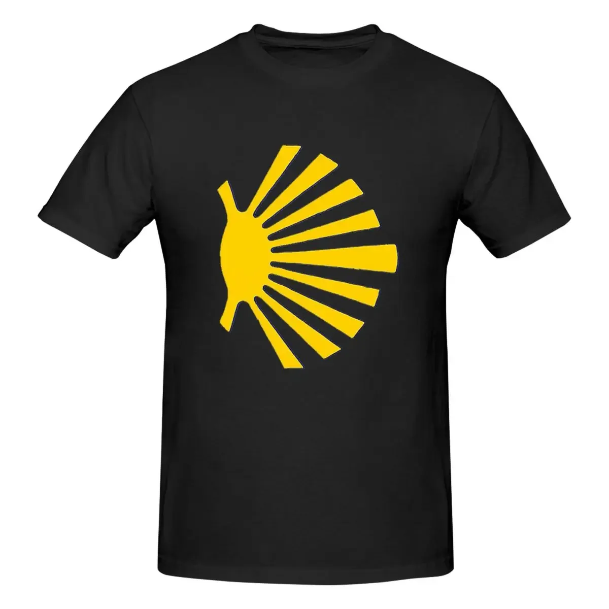 Camino De Santiago Symbol Large Yellow Scallop Shell 100% Cotton T-shirt Male Oversized T Shirts Men crew Neck Short Sleeve