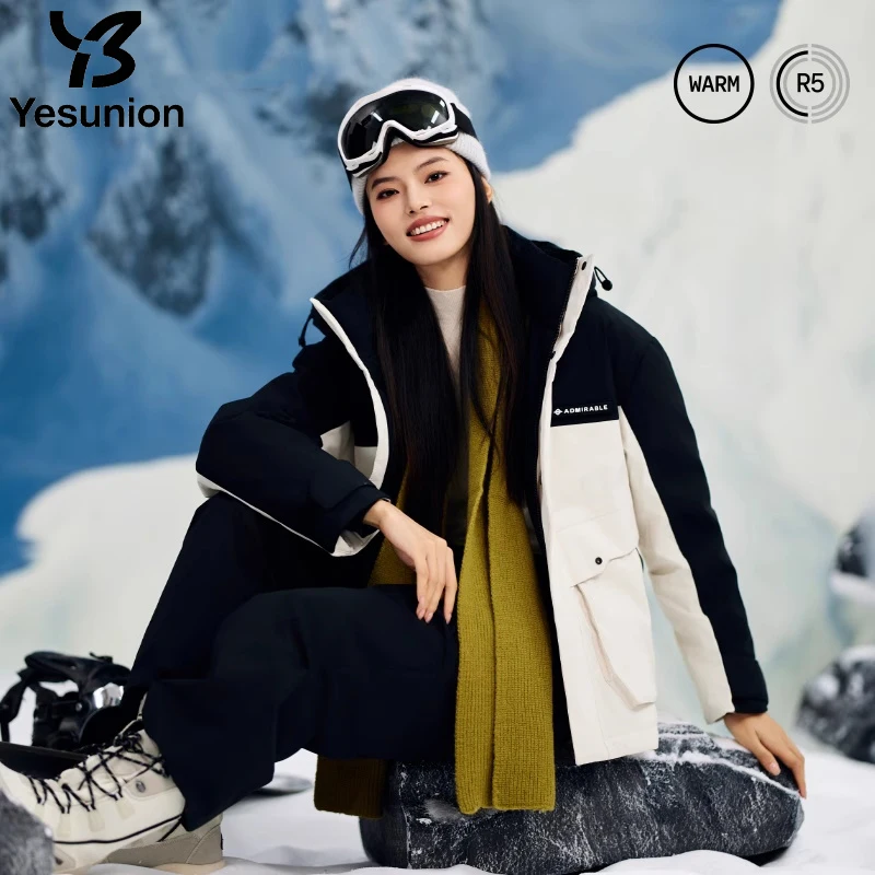 YESUNION Winter Dames Verdikte Donsjack Outdoor Werkkleding Unisex Winddicht Waterdicht Kapmantel 90e Eendendons Padding