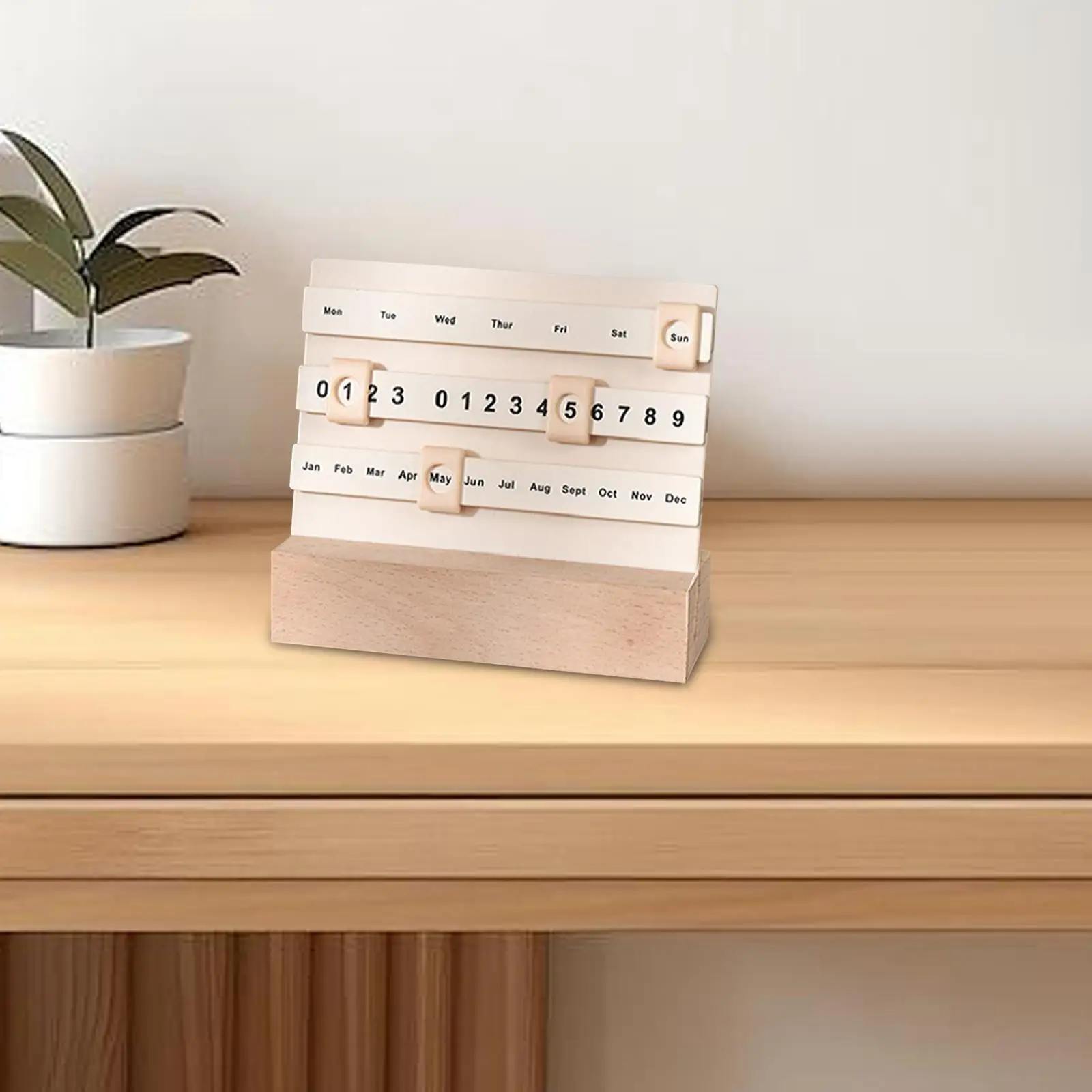 Slider Perpetual Calendar 2024 Wooden Calendar DIY Moving Wooden Block Calendar for Restaurants Desk Home Farmhouse Coffee Shops