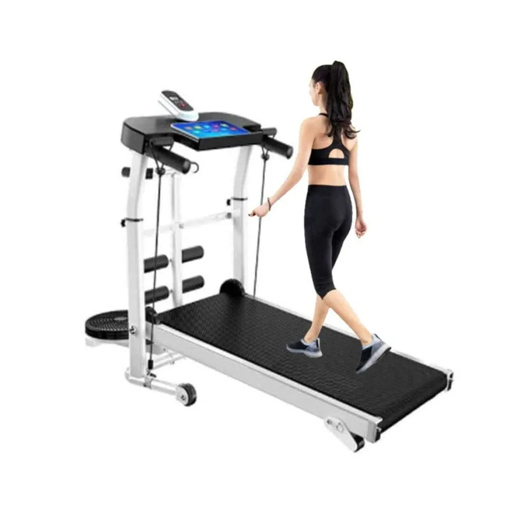 COOLBABY Aerobic Training Machines Treadmill Folding Mechanical Treadmill Multi-function Sit-up Running Machine Non-electric Tre