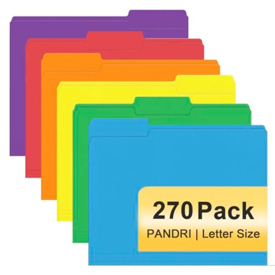 

File Folder 270 Pack Colored File Folder 1/3 Cut Tabs Letter Size Filing Folder for Office School Business