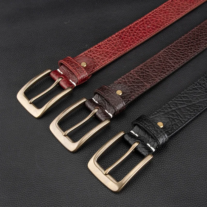 New Vintage Men's Leather Belt Business Commuter Versatile Pants Pin Buckle Belts for Men Luxury Designer Brand