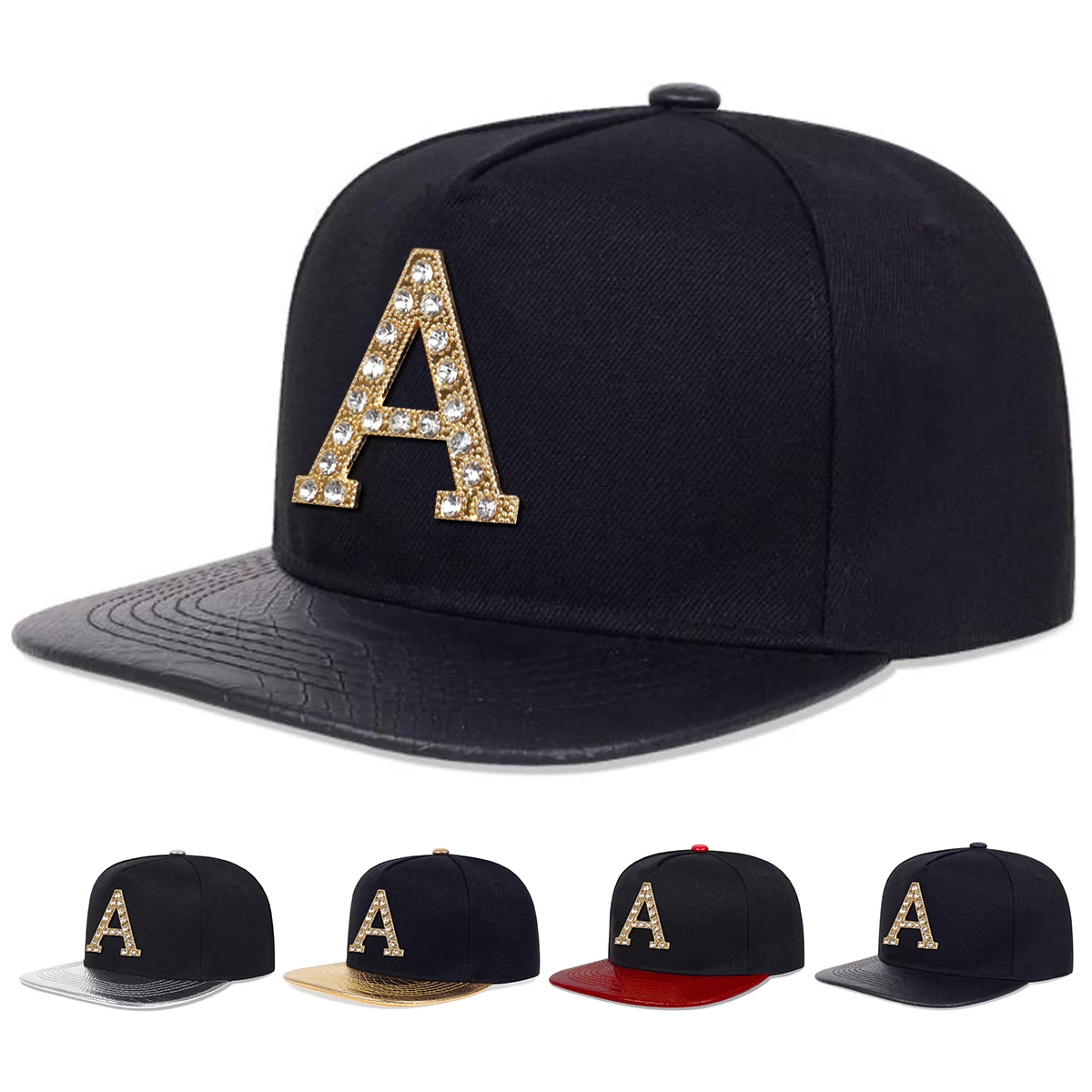 Etichetta unisex con lettera A con trapano Cappelli hip-hop Primavera Autunno Berretti da baseball casual regolabili per esterni Cappello per protezione solare