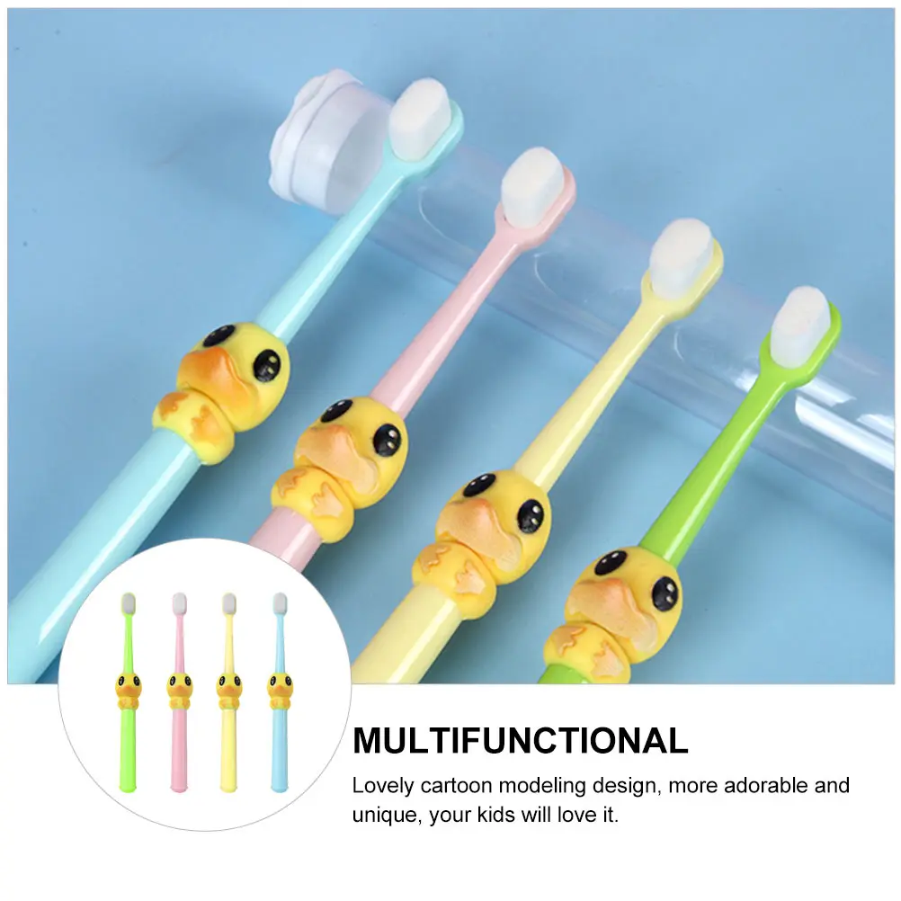 

4pcs Children Toothbrush Kids Teeth Cleaning Cartoon Infant Soft Bristles Dental Oral Hygiene Yellow Pink Green Blue