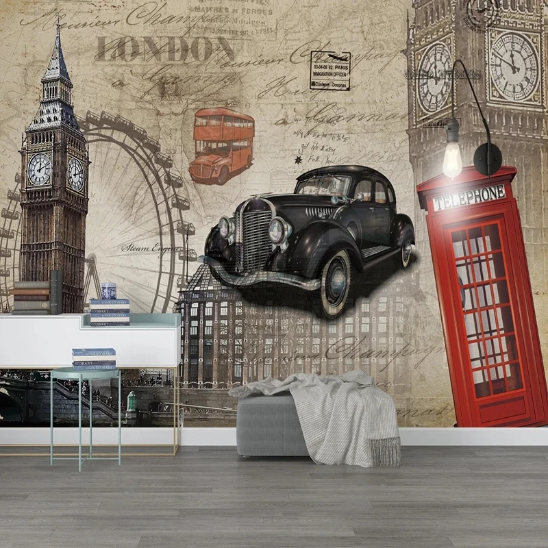 Custom Mural Wallpaper Vintage European Car Papel Pintado Children Room Bedroom Background Wall Decor Painting Papel De Parede